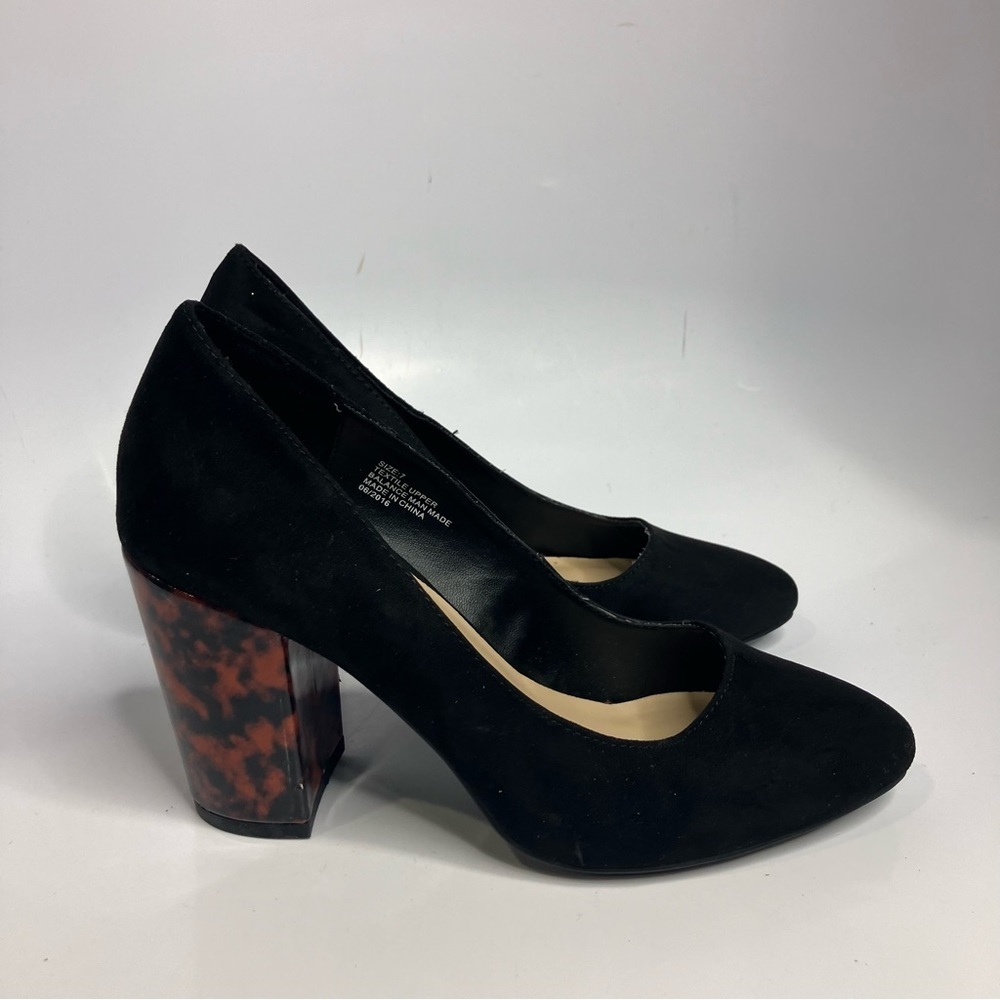 Faryl robin faux suede block heel shoes black size‎ 7